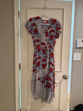 Parker Print Asymetrical Wrap Dress.  Small